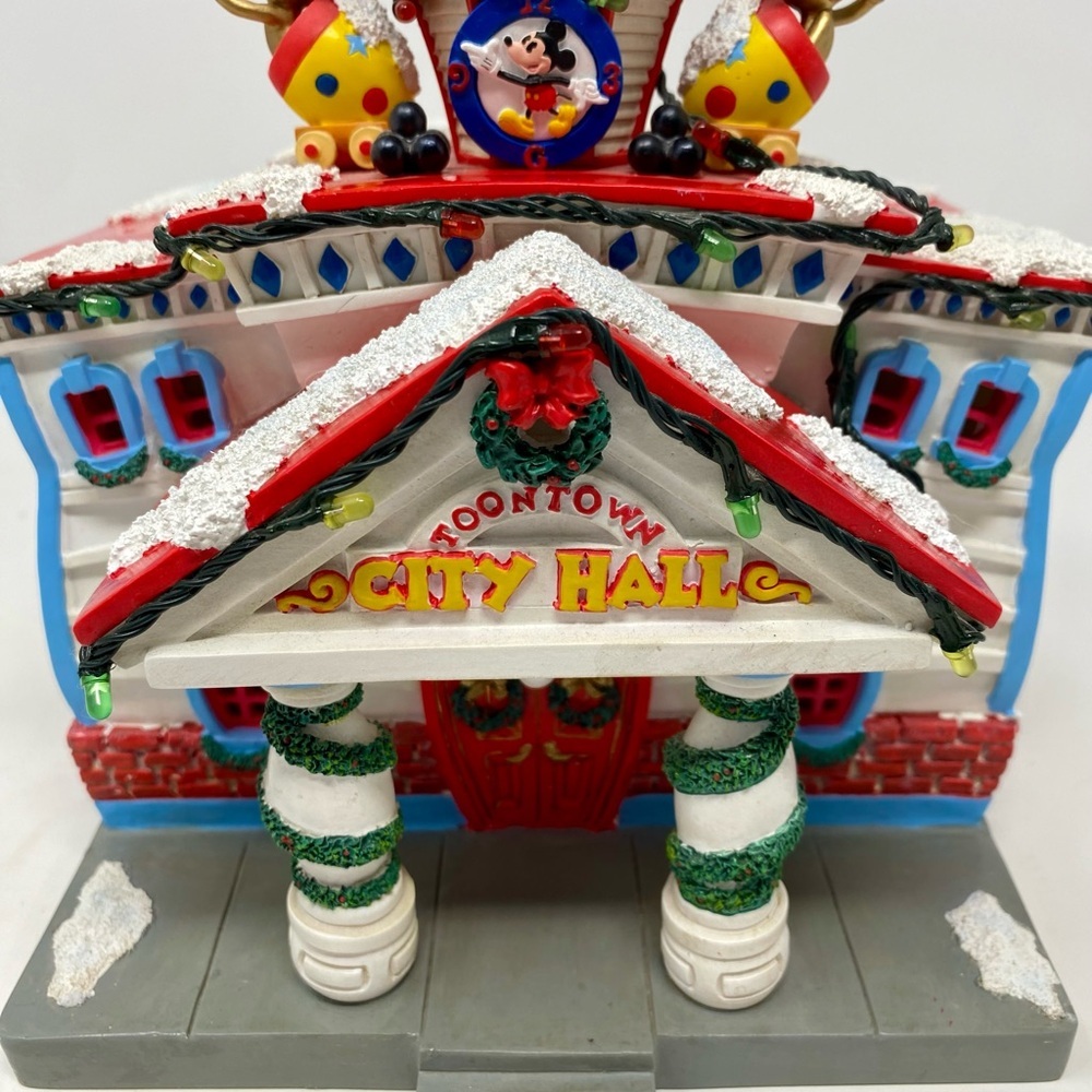 Vintage Disney Holiday Toontown City Hall Christmas Village Porcelain House - Picture 3 of 10